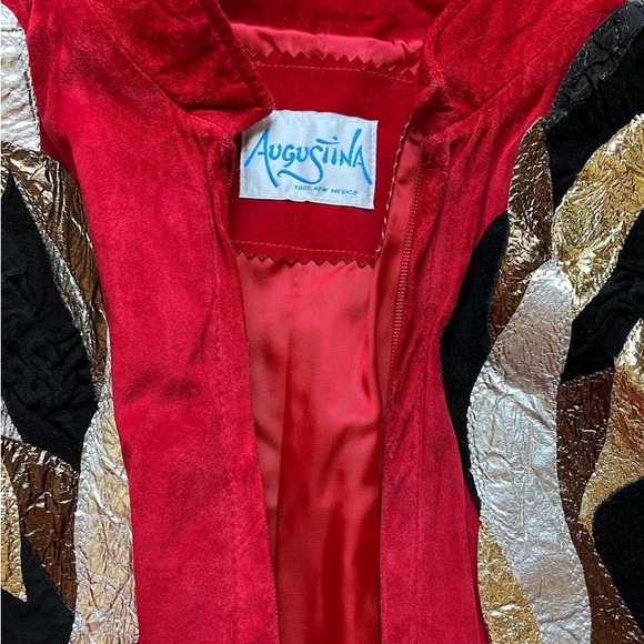 Vintage Augustina Suede and Leather Wearable Art Bomber Jacket - Size Medium - Picture 12 of 12